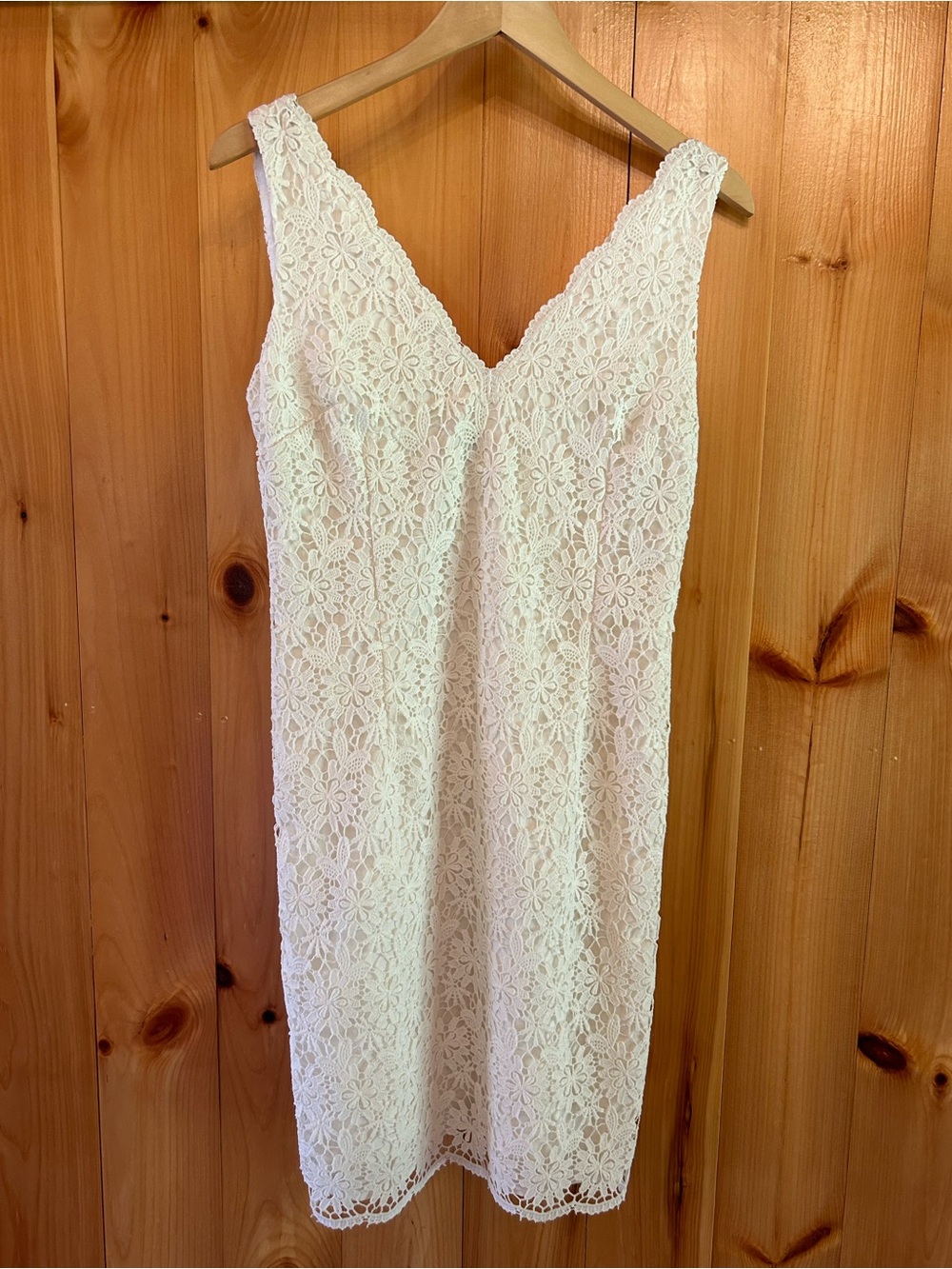 Ann Taylor Ivory Knee Length Double Lined Lace Sheath Dress size 10